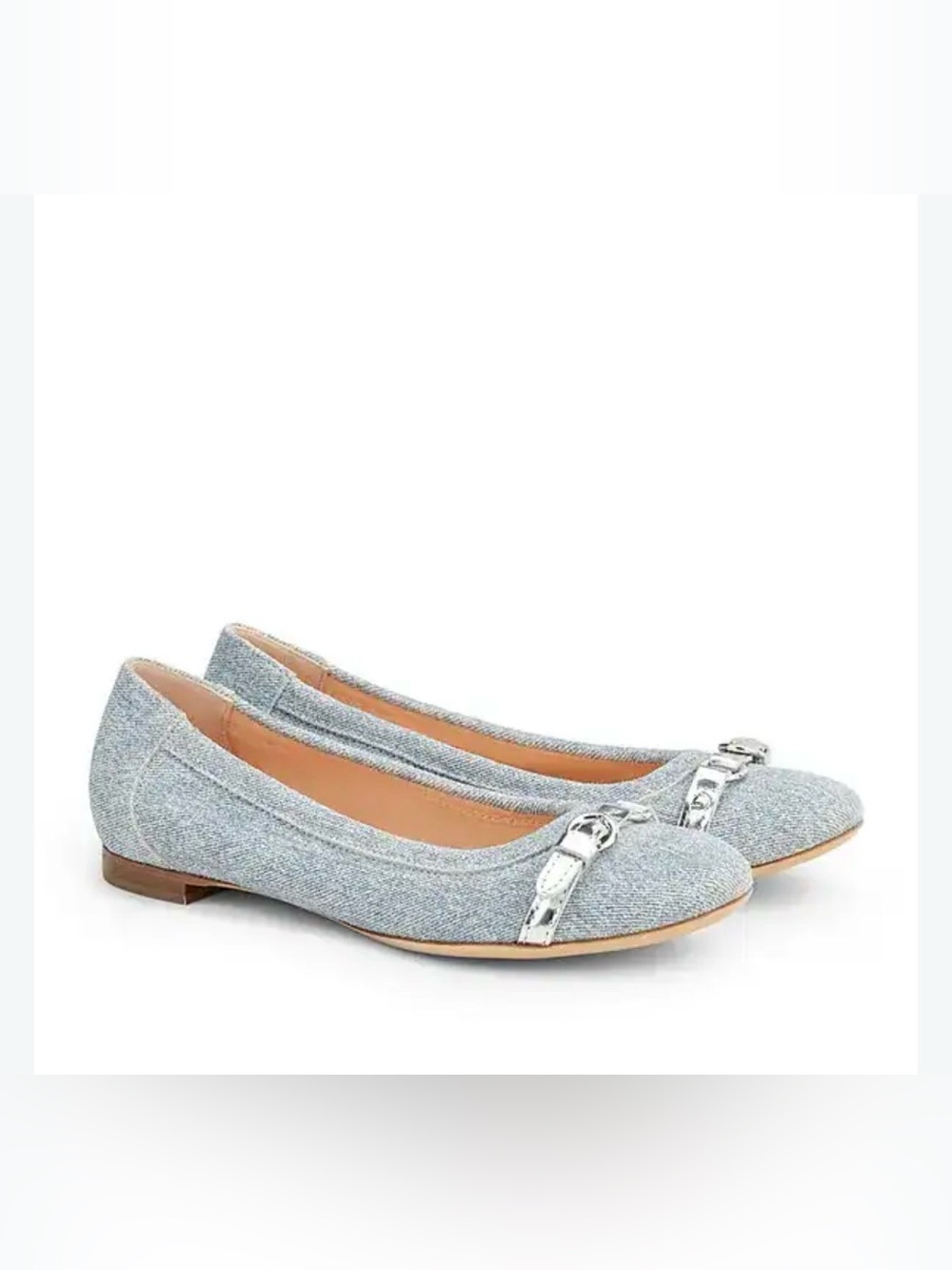 Agl Silver Glitter Loafers with Metallic Chain Detail